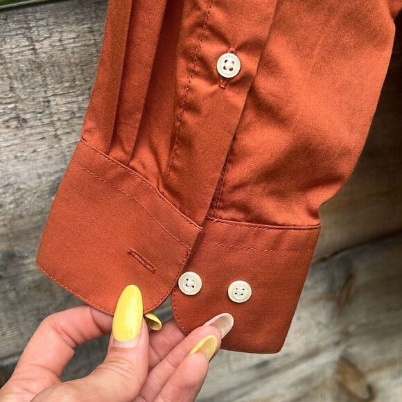Ivy Crew Men's Rust Brown Single Needle Tailoring Long Sleeve Shirt Size 2XL - Picture 6 of 7